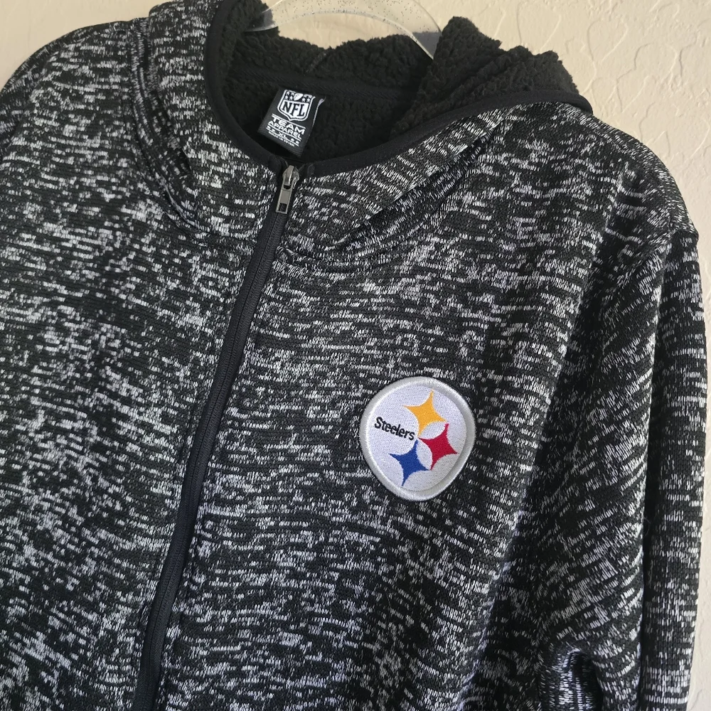 NFL Pittsburgh Steelers Marled Full Zip Hoodie Size XL